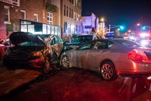 multi-car crash at night