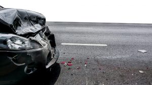 smashed black car