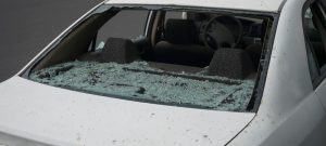 shattered windshield in a sedan