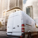 commercial van on the way to a delivery