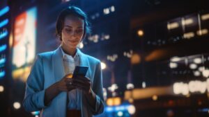 woman ignoring a call on her phone