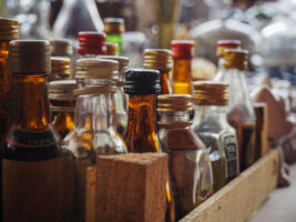 liquor bottles in a bar
